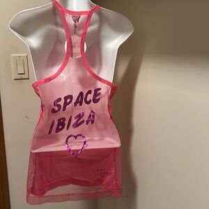 Space Ibiza sheer mesh Women's Racerback Tank Top  size L NEW